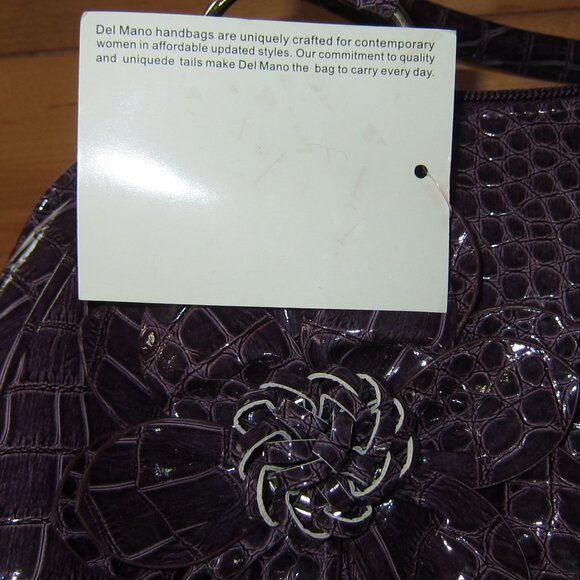 Del Mano Purple Handbag Purse + Bonus Bag Purple Flower NEW - Picture 3 of 7